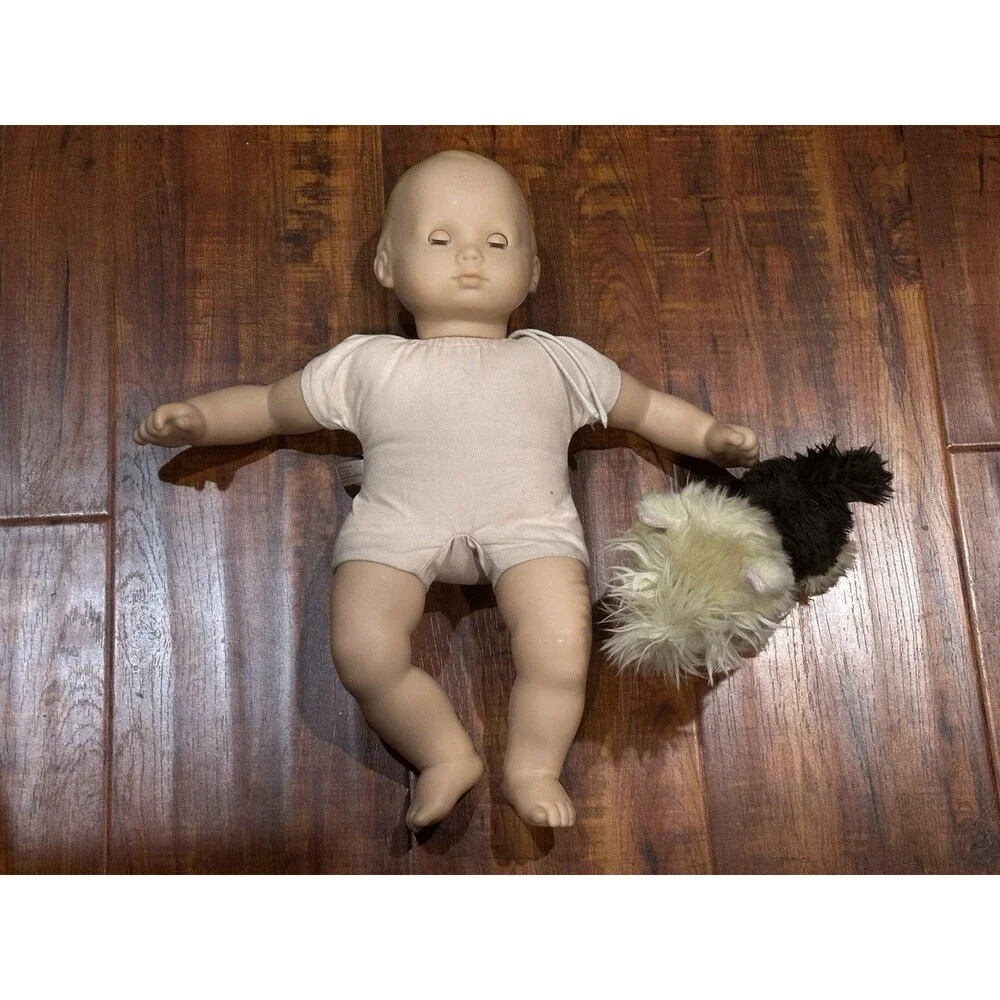 American Girl Light Hair & Eyes 15” Bitty Baby Doll & Yorkshire Terrier Dog Lot